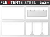Sānsienu komplekts priekš Saliekamas nojumes FleXtents Steel un Basic v.3 3x3m, Balta