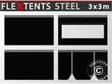 Sānsienu komplekts priekš Saliekamas nojumes FleXtents Steel un Basic v.3 3x3m, Melns