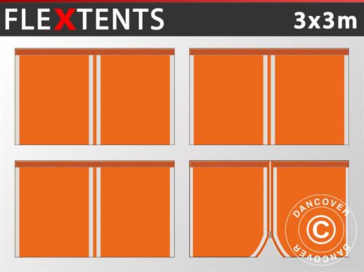 Sidovägg kit för Snabbtält FleXtents 3x3m, Orange Reflexiva