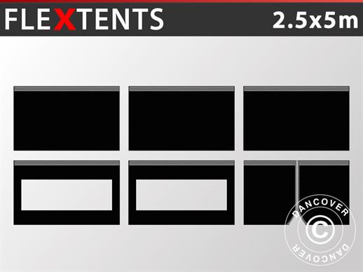 Sivuseinäpaketti Pikateltta FleXtents PRO 2,5x5m, Musta