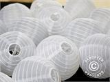 Guirlande avec 15 boules en plastique, 17m, Blanc