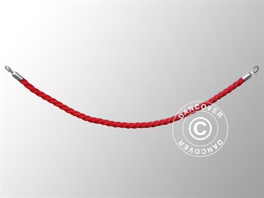 Pleciony sznur do barier odgradzających, 150cm, Czerwony ze Srebrnym zaczepem DOSTĘPNA TYLKO 2 SZTUKA