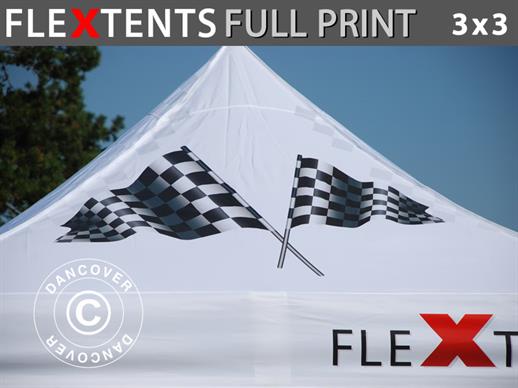 Takduk med trykk og kappe til FleXtents® PRO quick-up telt 3x3m