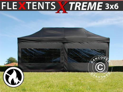 Pikateltta FleXtents Xtreme 50 3x6m Musta, Tulenkestävä, sis. 6 sivuseinää