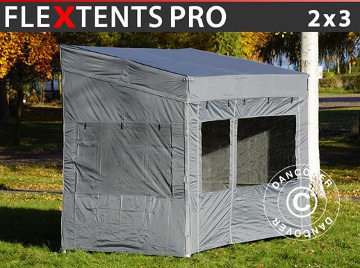 Quick-up telt FleXtents PRO Trapezo 2x3m Grå, inkl. 4 sider