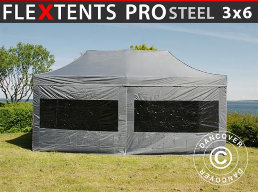 Namiot Ekspresowy FleXtents PRO Steel 3x6m Szary, mq 6 ściany boczne