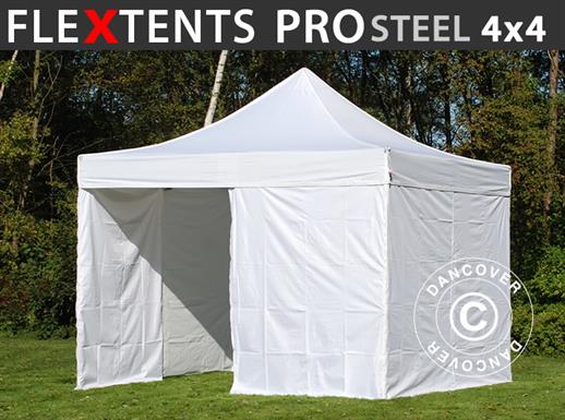 Namiot Ekspresowy FleXtents PRO Steel 4x4m Biały, mq 4 ściany boczne
