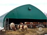 Storage shelter/arched tent 15x15x7.42 m w/sliding gate, PVC, Green