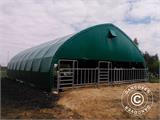 Storage shelter/arched tent 9x15x4.42 m w/sliding gate, PVC, White/Grey