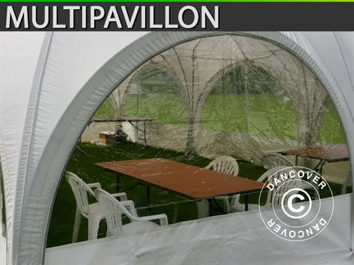 Parede lateral de tenda em abóbada Multipavillon com janela de 3x1,95m, Branca